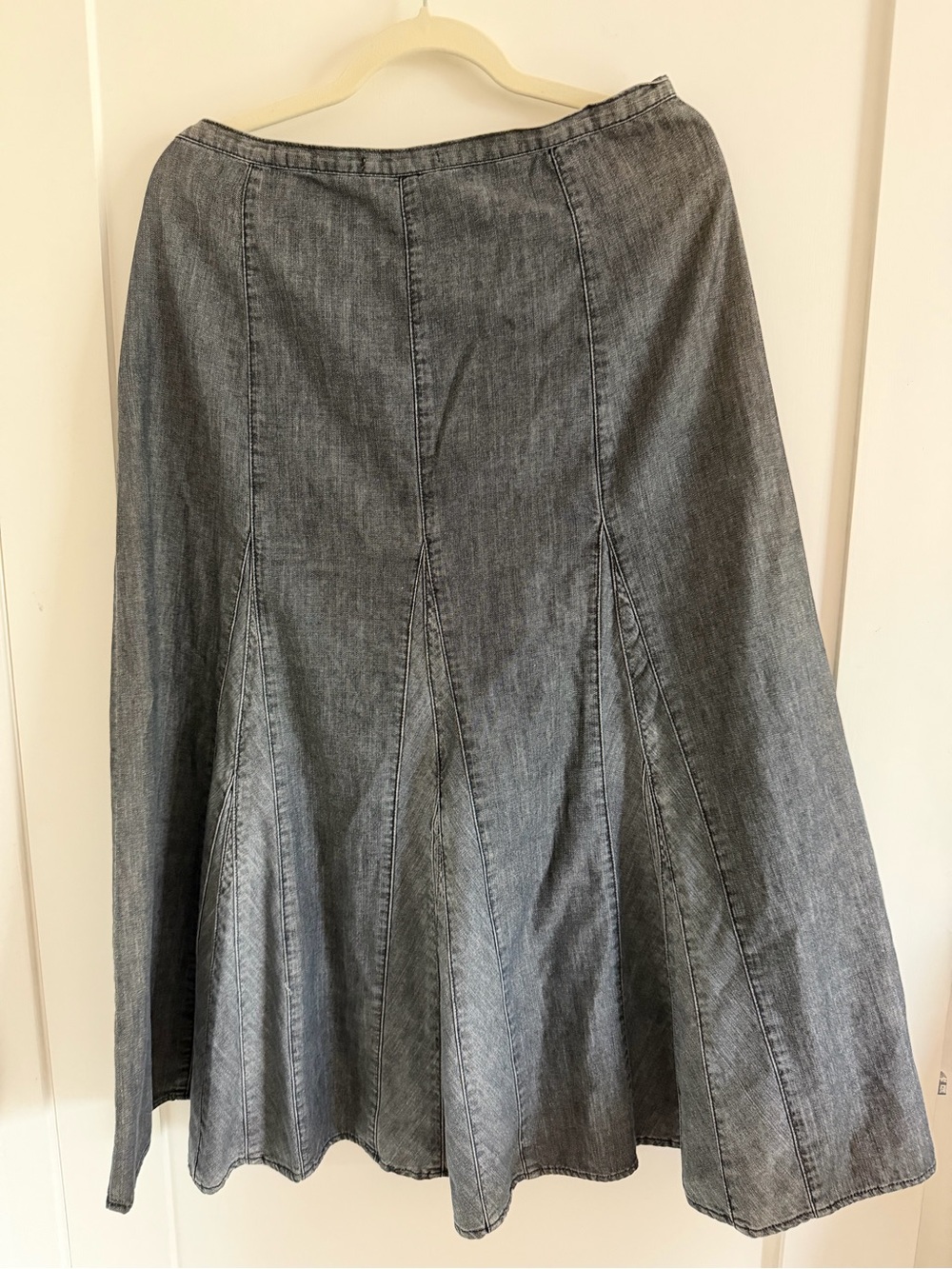 Flared Gray Denim A-Line Skirt